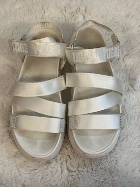 UGG Satin White Strappy Sport Sandals
